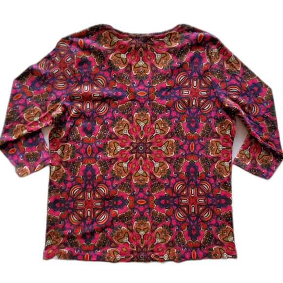 NWT Comfy Plus Sz 1X Kaleidoscope Print Jones New York Cotton Top Artsy Boho - Picture 3 of 9